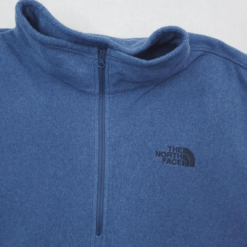 North Face Pullover Mens 2XL Blue TKA Glacier 100 Fleece Quarter Zip Sweater